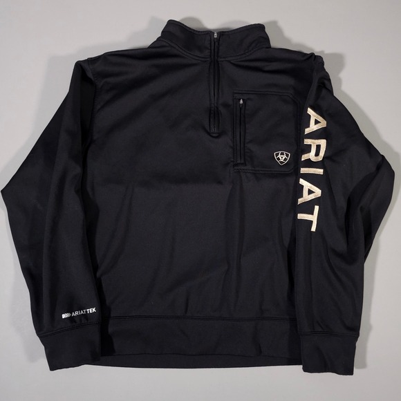 Ariat Team Logo 1/4 Zip Mens L Black AriatTEK Sweatshirt 10013114 Pullover - Picture 4 of 9